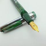 Airmail/Wality 58C Eyedropper Fountain Pen - Green Marbled