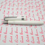 Click Falcon Eyedropper Fountain Pen with Cursive Italic (CI) Nib - Solid White