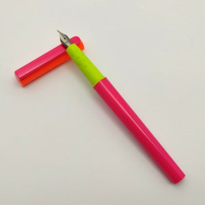Vintage Platignum School Fountain Pen (NOS) Made in England -Orange/Pink/Green