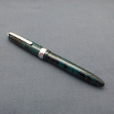 Click Falcon Ebonite Fountain Pen with 3-in-1 Filling - Teal/Black Rippled