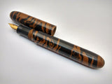 KIM ACR Jumbo Cigar Seamless Clipless Handmade Ebonite Fountain Pen - Brown Motl