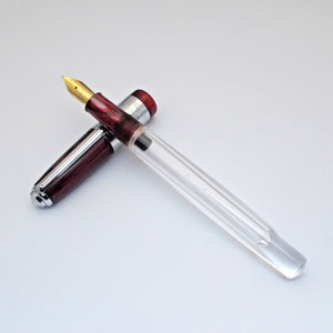 Airmail/Wality 71JT Eyedropper Jumbo Acrylic Demonstrator Fountain Pen - Wine Red