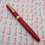 Click Falcon Gold Eyedropper Fountain Pen with Cursive Italic (CI) Nib Solid Red
