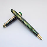 Airmail/Wality 69LG Eyedropper Fountain Pen - Green Marbled
