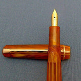 Click Blackbird Eyedropper Fountain Pen with Vintage Blackbird Nib -OrangeMarble