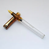 Click Bamboo Marble Half Transparent Eyedropper Fountain Pen - Amber Marbled