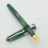 Airmail/Wality 58C Eyedropper Fountain Pen - Green Marbled
