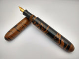 KIM ACR Jumbo Cigar Seamless Clipless Handmade Ebonite Fountain Pen - Brown Motl