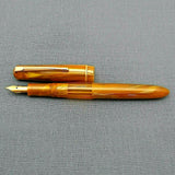 Click Blackbird Eyedropper Fountain Pen with Vintage Blackbird Nib -OrangeMarble