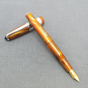 Airmail/Wality 58C Eyedropper Fountain Pen - Orange Marbled (Fine Nib)