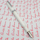 Click Falcon Eyedropper Fountain Pen with Cursive Italic (CI) Nib - Solid White