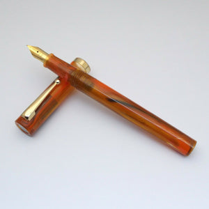 Click Bamboo Marble Eyedropper Fountain Pen - Orange Marbled
