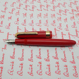Click Falcon Gold Eyedropper Fountain Pen with Cursive Italic (CI) Nib Solid Red