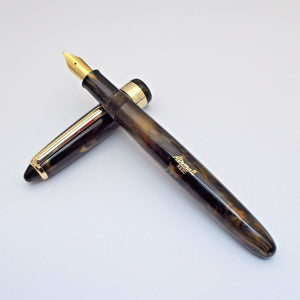 Airmail/Wality 69LG Eyedropper Fountain Pen - Black Marbled