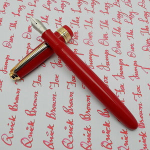 Click Falcon Gold Eyedropper Fountain Pen with Cursive Italic (CI) Nib Solid Red