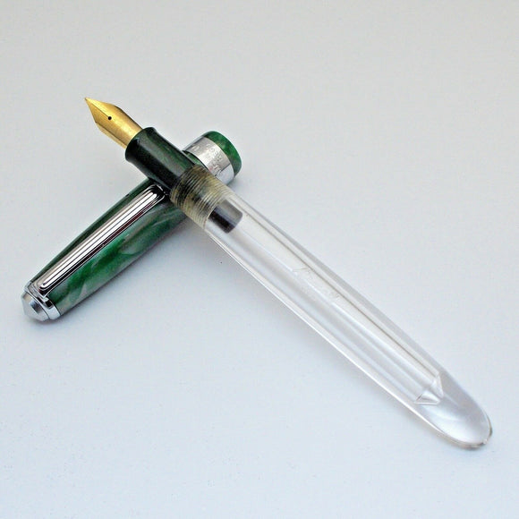 Airmail/Wality 69T Eyedropper Acrylic Demonstrator Fountain Pen - Green