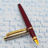 V’Sign Stride Maroon Fountain Pen with Vintage Semi-Flex Nib (Navy Pen Co. Japan)