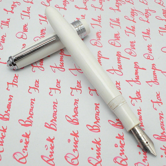 Click Falcon Eyedropper Fountain Pen with Cursive Italic (CI) Nib - Solid White