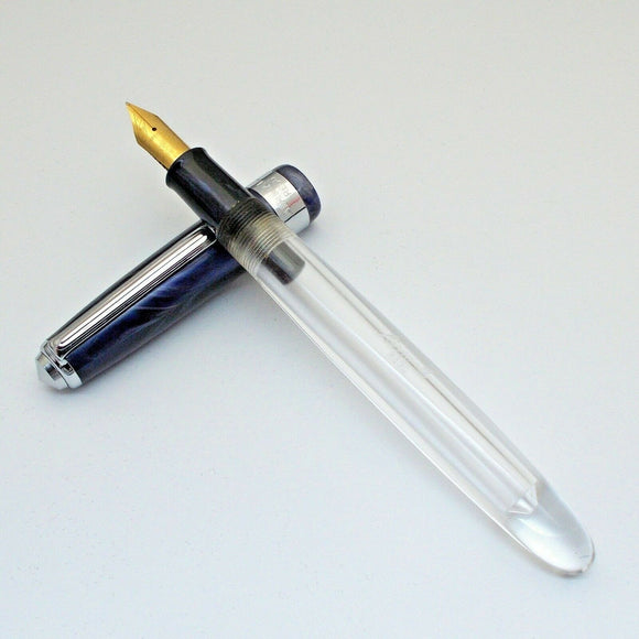 Airmail/Wality 69T Eyedropper Acrylic Demonstrator Fountain Pen - Blue