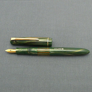 Click Blackbird Eyedropper Fountain Pen with Vintage Blackbird Nib - GreenMarbld