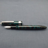 Click Falcon Ebonite Fountain Pen with 3-in-1 Filling - Teal/Black Rippled