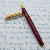 V’Sign Stride Maroon Fountain Pen with Vintage Semi-Flex Nib (Navy Pen Co. Japan)