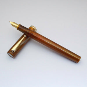 Click Bamboo Marble Eyedropper Fountain Pen - Amber Marbled