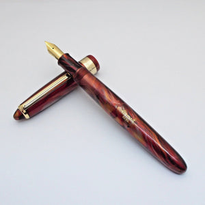 Airmail/Wality 69LG Eyedropper Fountain Pen - Red Marbled
