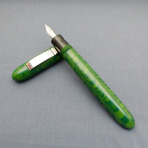 KIM ACR Jumbo Handmade Ebonite Fountain Pen with Kanwrite Nib - Green Rippled