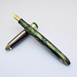 Airmail/Wality 69LG Eyedropper Fountain Pen - Green Marbled
