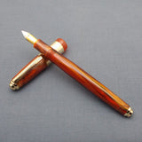 Click 71 Jumbo G Fountain Pen with 3-in-1 Filling System- Vermilion/Gold marbled
