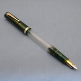 Click Bamboo Marble Half Transparent Eyedropper Fountain Pen - Green Marbled