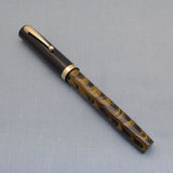 Click Bamboo Ebonite Eyedropper Fountain Pen - Yellow Black Rippled