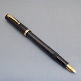 Click Bamboo Ebonite Eyedropper Fountain Pen - Teal Black Rippled