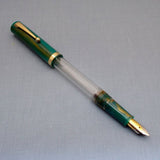 Click Bamboo Marble Half Transparent Eyedropper Fountain Pen - Teal Marbled