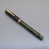 Click Bamboo Ebonite Eyedropper Fountain Pen - Green Black Rippled