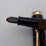 Click Bamboo Ebonite Eyedropper Fountain Pen - Orange Brown Black Rippled