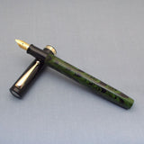 Click Bamboo Ebonite Eyedropper Fountain Pen - Green Black Rippled