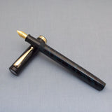 Click Bamboo Ebonite Eyedropper Fountain Pen - Teal Black Rippled