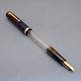 Click Bamboo Marble Half Transparent Eyedropper Fountain Pen - Blue Marbled