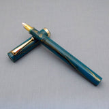 Click Bamboo Marble Eyedropper Fountain Pen - Teal Marbled