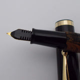 Click Bamboo Ebonite Eyedropper Fountain Pen - Green Black Rippled