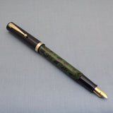 Click Bamboo Ebonite Eyedropper Fountain Pen - Green Black Rippled