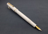 Click Aristocrat Acrylic Fountain Pen - Fine Nib - Gold Trim - White