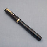 Click Bamboo Ebonite Eyedropper Fountain Pen - Teal Black Rippled