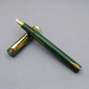 Click Bamboo Marble Eyedropper Fountain Pen - Green Marbled
