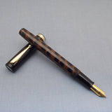 Click Bamboo Ebonite Eyedropper Fountain Pen - Rose Brown Black Rippled