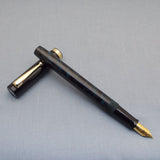 Click Bamboo Ebonite Eyedropper Fountain Pen - Teal Black Rippled