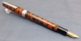 Click Falcon Ebonite Handmade Fountain Pen - Orange Brown and Black Rippled