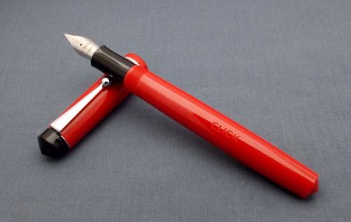 Click Aristocrat Acrylic Fountain Pen - Fine Nib - Chrome Trim - Red